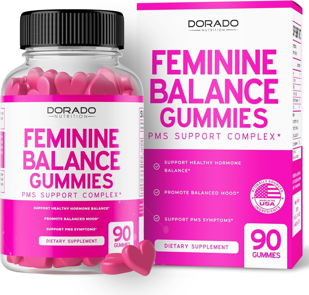 Równowaga żeńska dla kobiet Gummies & PMS Gummies (90 Count) - Naturalna równowaga żeńska dla kobiet - Skurcze, wzdęcia, huśtawki nastrojowe, gorące błyski - komponowane z żurawinem, Dong Quai & Chasteberry