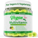 NEVISS Vegan Multivitamin dla kobiet i mężczyzn w / Metyl B12, D3 K2, roślin Omega 3 (DHA + EPA), Żelazo, Cholina, Cynk, Whole Food Daily Vitamin Gummies dla Wegans & Wegetarian, Cukier wolny, 60Cts