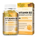 Totaria Witamina B2 Gummie, Bezcukrowy Riboflavin 400mg Suplement dla dorosłych i dzieci z Magnezu Glycinate 400mg, COQ10 i Elderberry, Skin & Non- GMO Wsparcie systemu nerwowego, 60 Gummies
