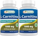 Najlepsi naturalni L- Carnitine 1000mg 60 tabletek (60 liczenie (opakowanie po 2))