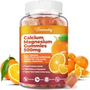 Suplement magnezu wapnia Gummie dla dorosłych: Cytrynian wapnia 600 mg z witaminą D3 i K2 dla kobiet mężczyzn - Pomaga B0ne Siła, Lepsze Zzz, Mięśnie, Energia i Immune (60 Count)