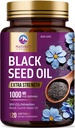 Black Seed Oil 1000mg - Premium Extra Siła Nigella Sativa Blackseed Oil - Black Seed Oil Skin, Digestive Health & Immune Support - Non-GMO Antioksydant, Gluten suplement wolny - 120 Softgels