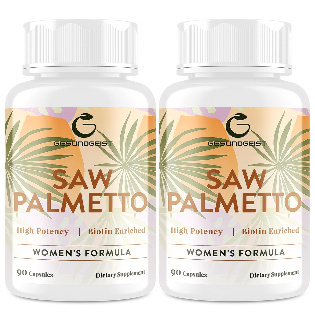 Saw Palmetto for Women Hair Loss - Blocker DHT z 5- in-1 Mieszanka do wzrostu włosów, skóry i paznokci, Wellness moczu - Dodatkowa siła Piła Palmetto Suplement - 180 Kapsułki