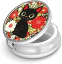 Pióro Box- Computer Małe pióro Case for Purse & Pocket Mini Metal Pill Holder Travel Pill Container do przechowywania suplementów witaminy BPA- Free (Cute Cat)