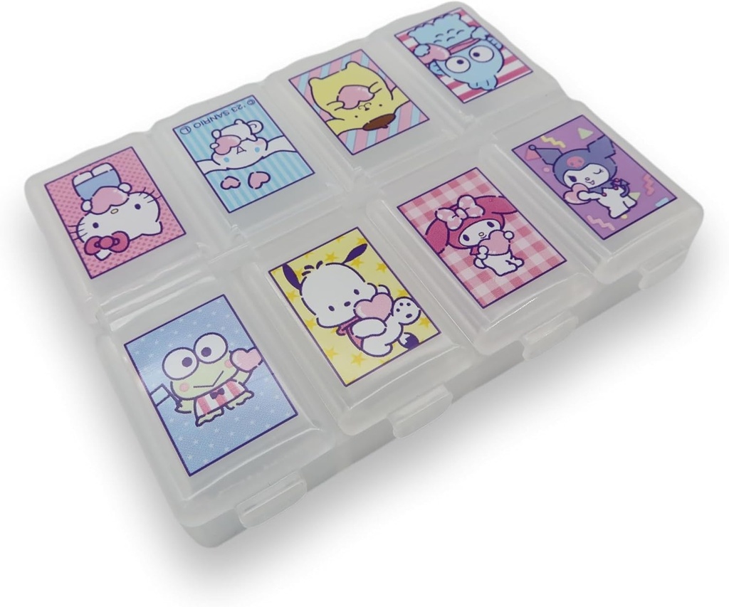 Sanrio znaki Die- Cut Medicine Supplement Przenośne Akcesoria Case Travel z 8 Pokrywa poddziału (Mix) Multicolor