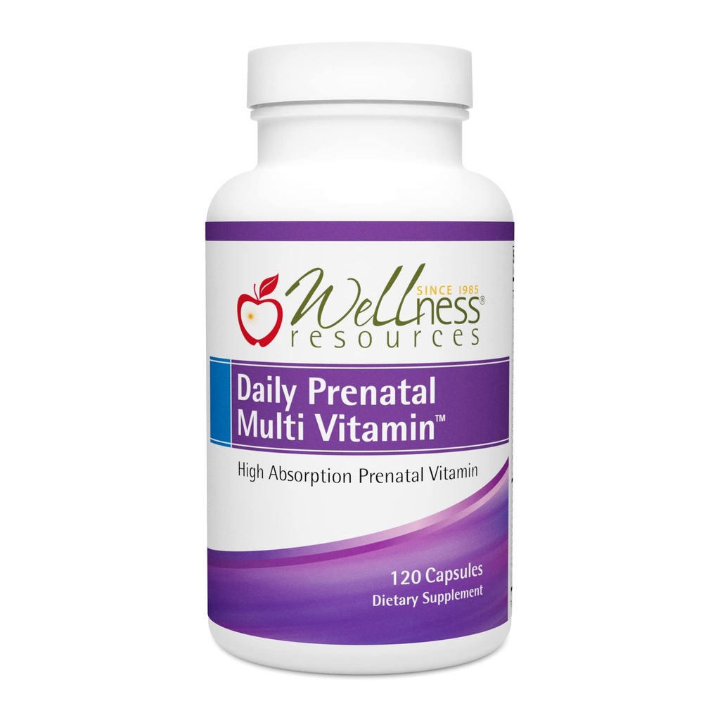 Zasoby Wellness Codziennie Prenatal Multi Witamina - Metylowany folian Cynk Żelazo Bisglicynian Cholina & Kluczowe Składniki odżywcze - Naturalny Prenatal Poporodowy Witaminy popoporodowe dla kobiet - 120 Czapki