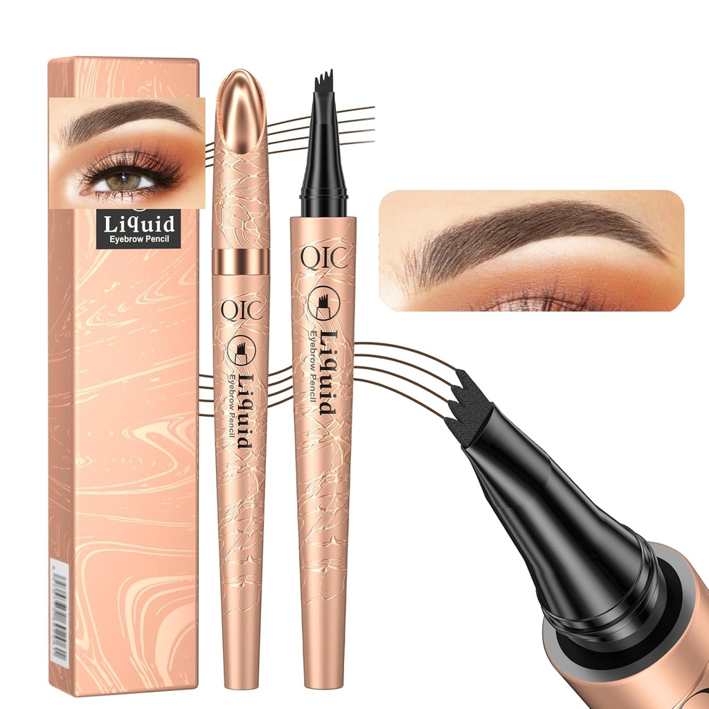 Q706 Eyebrow Pen, 4 tipped, Precise, Long- trwałość, Wodoodporny Eyebrow Makeup (2 # Dark Brown)