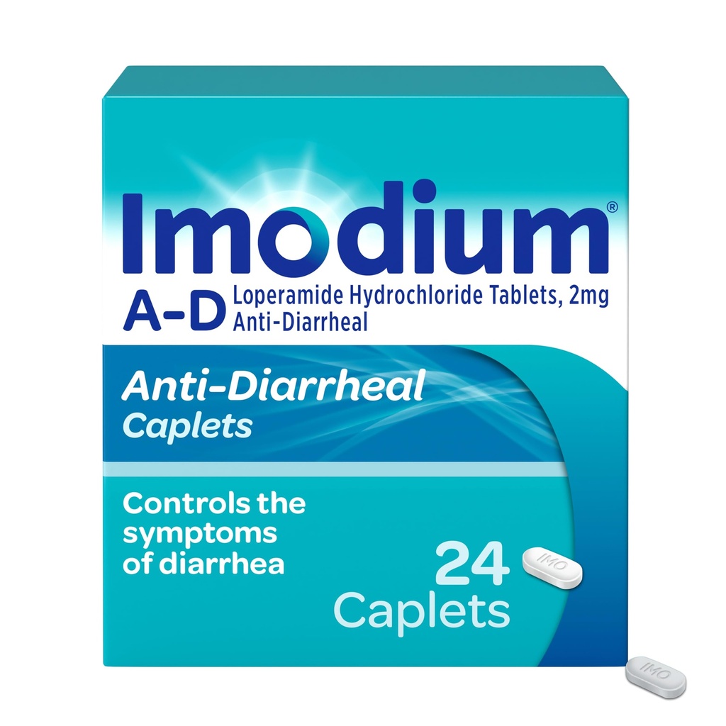 Imodium A- D Biegunka Relief Kapsułki z chlorowodorkiem loperamidu, Leki przeciwbiegunkowe, które pomagają kontrolować objawy Biegunki Ze względu na ostrą, Biegunka podróżnika, HSA / FSA Kwalifikowalne, 24