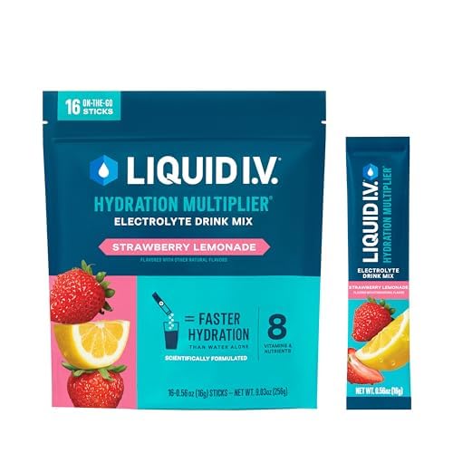 Płyn I.V. ® Nawodnienie Multiplikator - Lemoniada truskawkowa 124; Napoje proszkowe elektrolity Mieszanka 124; 1 opakowanie (16 Servings)