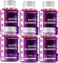 Witaminowe Gummeje Biotin 10,000 μg dla silniejszych włosów, skóry i paznokci - 60 Wegańskie Gummeje - również nazywane Witamina B7 (6 butelek)