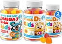 Omega 3 Gummeje DHA i Gummeje Witaminowe D dla dzieci i dorosłych - No Fish Oil and gluten Free Imimmunological Health Plant Based Fiber Chewable