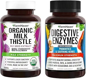 FarmHaven Digestive Enzymy z 18 Probiotyki i Zioła Mleko Thistle Kapsułki