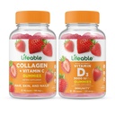 Żywy Kolagen i Witamina C + Witamina D 5000 IU, Gummies Bundle - Great Desting, Suplement witaminy, Gluten Free, GMO Free, Gummy do żucia