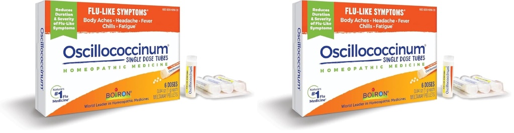 Boiron Oscillococcinum for Relief from Flu- Like Symptom of Body Aches, Headhead, Fever, Chills, and Fatigue - 6 Count (Pack of 2)