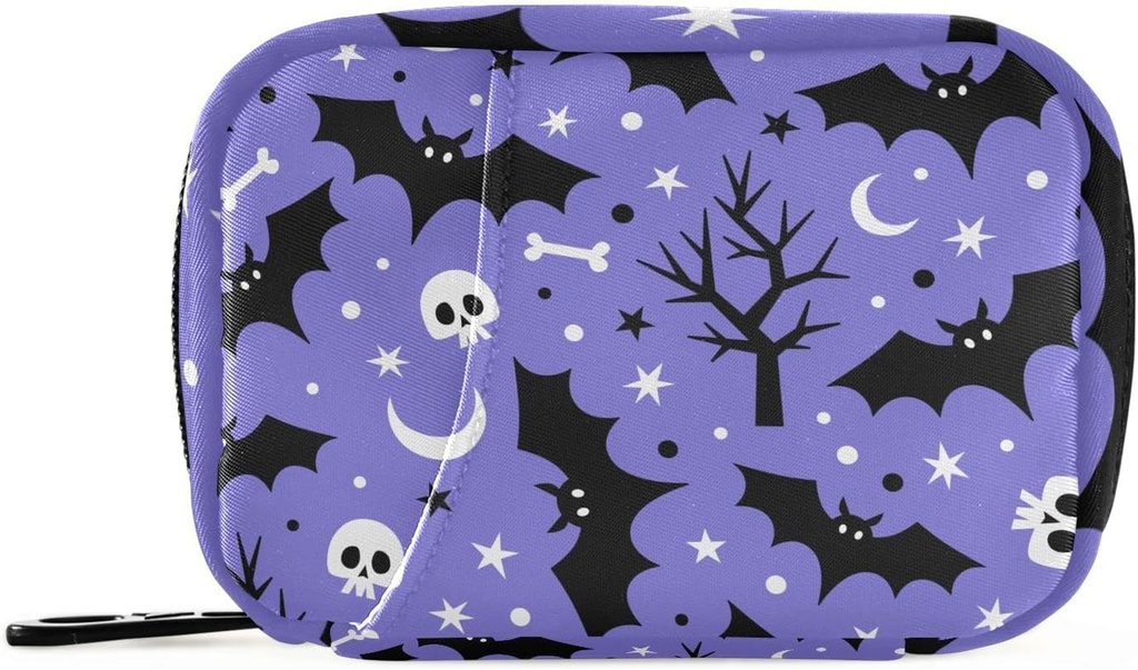 Halloweenowe Nietoperze Pill Box 7 dzień Pill Case Travel Pill Organizer Bag z Zipper Przenośne tygodniowe witaminy suplement lekarski Holder Pouch Bag