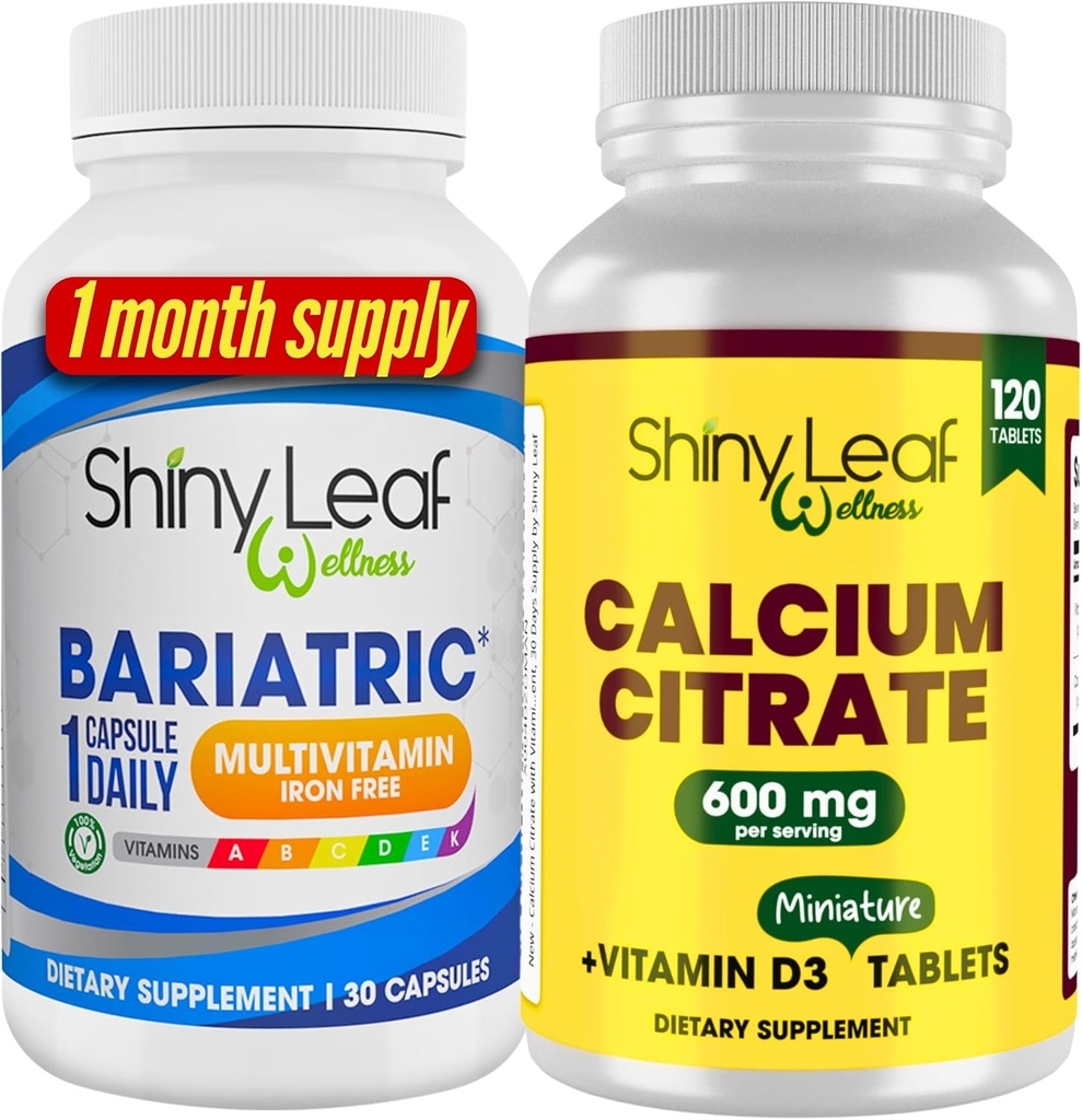 Bariatric Multivitamin Wolna dla Kobiet i Mężczyzn Plus Cytrynian wapnia z witaminą D3, Easy Polllow Caplets, Unflavored - 1 Miesiące Dostawy
