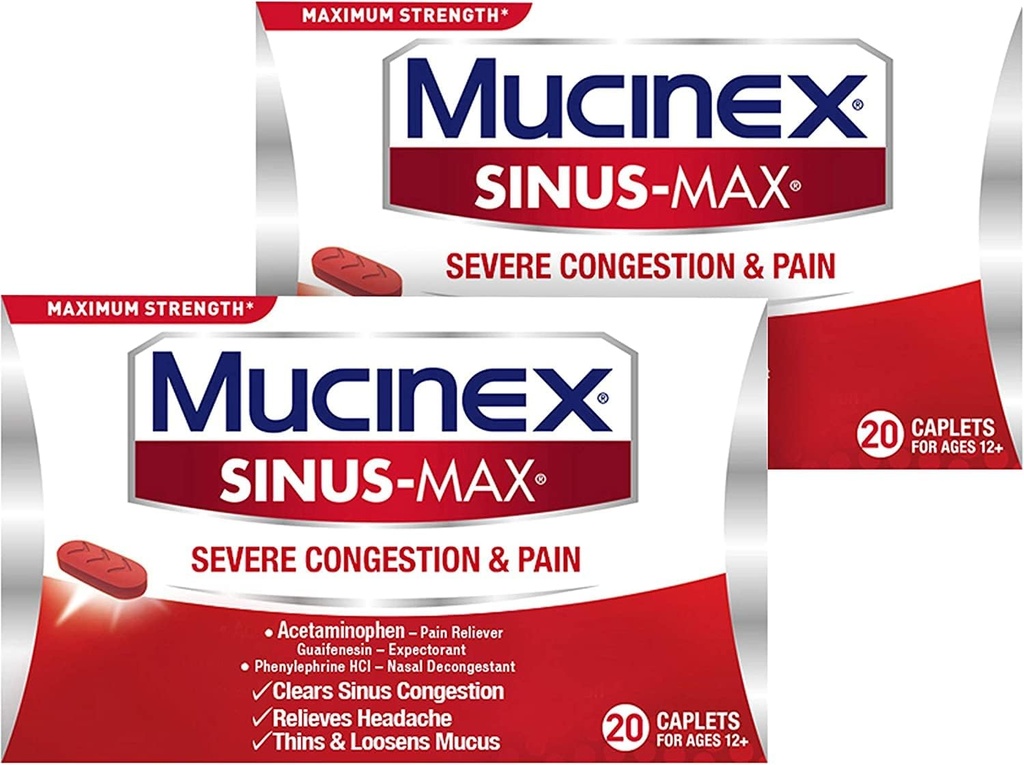 Sinus- Max Przekrwienie i ból Caplet (20 Count (Pack of 2))