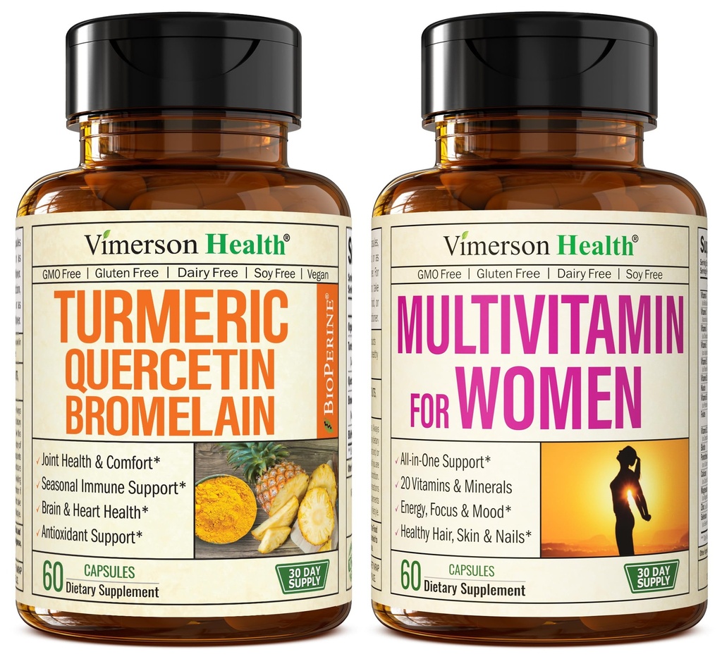 Quercetin z Bromelain & Kurkumina Turmerowa & Kompletna Multiwitamina dla Kobiet