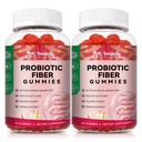 9- in-1 Probiotyczne gumki włókniste dla dorosłych i nastolatków 16G Fiber per Serving, Pzyllium Fiber Suplement z 5 Miliard CFU Bacillus Coagulans, Inulina, ACV for Digestive, Gut & Immune Wellness - 2 butelki