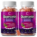 Quercetin Gummies - Quercetin z bromelainą, Witaminą C, Cynk i Elderberry, Dodatkowa Siła Immune System Booster, Lung Support Supplement for Adult Kids - 60 Quercetin Gummies (2 Pack)