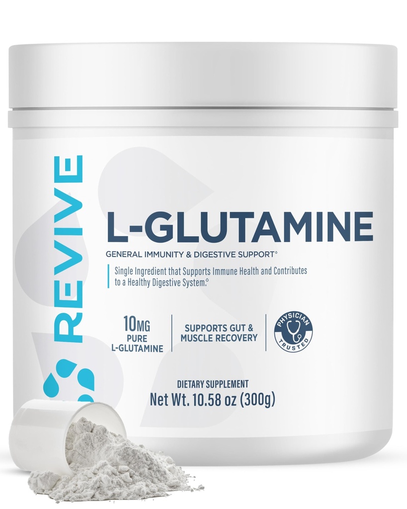Revive Gut L- glutamina proszek MD - Odzysk mięśni i system immunologiczny Booster dla dorosłych - Promotes Digestive Health & Redukuje bolesność mięśni - Odporność i trawienie Wegan Czysty suplement glutaminy L