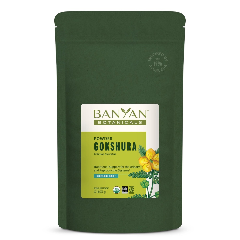 Banyan Botanicals Gokshura Powder - Organic Gokshura Fruit (Tribulus Terrestris) Powder - Men 's Vitality Supplement - Supports Urnary Health * - ½ lb. - Non-GMO Sustainable Sourced Vegan