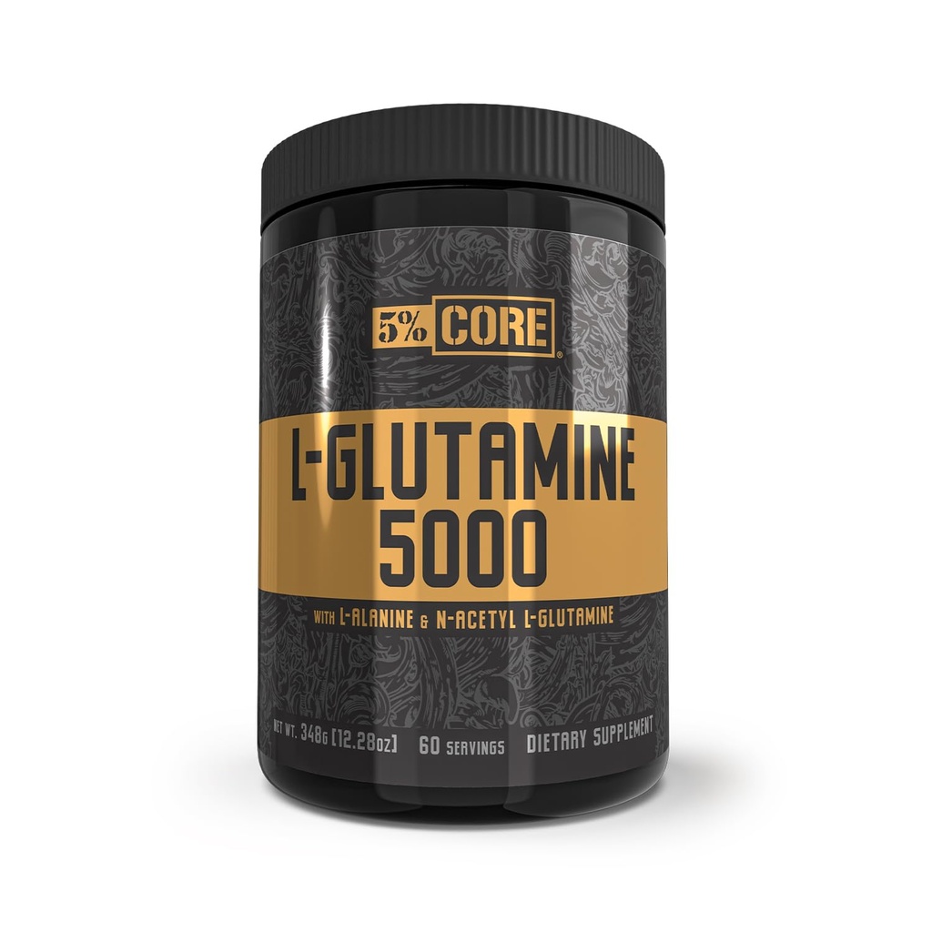 5% Nutrition Core L- Glutamine 5000 Suplement w / L- Alaniny 124; Immune & Digestive Support 124; Amino Acid Muscle Builder Post Workout Recovery 124; Unflavored (60 Servings)