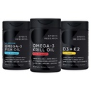 Sport Badania Antarktycznego Kryla Omega 3 1000mg (podwójna moc) z fosfolipidami, Cholina i Astaksantyna, Potrójne Siła Omega 3 Ryby Oil Single- Źródło Dzika Alaska Pollock 1250mg, Witamina D3 K2