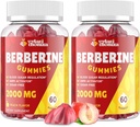 2000mg Gummies Berberine Supplement - Wysoka potencja Berberine z Ceylon Cynamon Candy, Turmeric, Magnez, Chrom - Sugar Free, Wegan, Non-GMO, Gluten- Free - Peach Flavor 60 Gummies - 2 opakowania