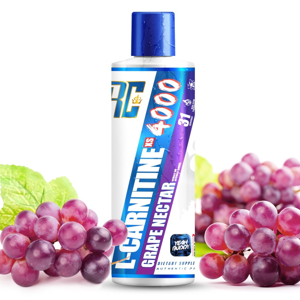 Ronnie Coleman Signature Series L Carnitine XS 4000 Liquid, Stimulant Free, Sugar Free, Zero Carbs, Lean Muscle Force Support for Men & Women, 16 Oz (16 oz, Grape Nectar (4000))