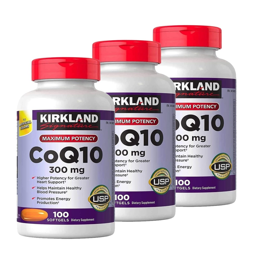 Kirkland Signature CoQ10 300 mg., 100 Softgels (3 opakowania)
