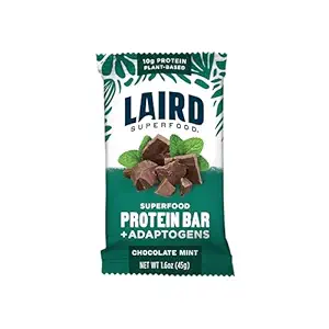 Laird Superfood Functional Protein Bars - Protein Bar, ale lepiej z Real Ingredients, Functional Mushrooms 10g Plant- Based Protein, 6g Fiber - Non-GMO - Mint Chocolate, 10 Count (Pack of 1)
