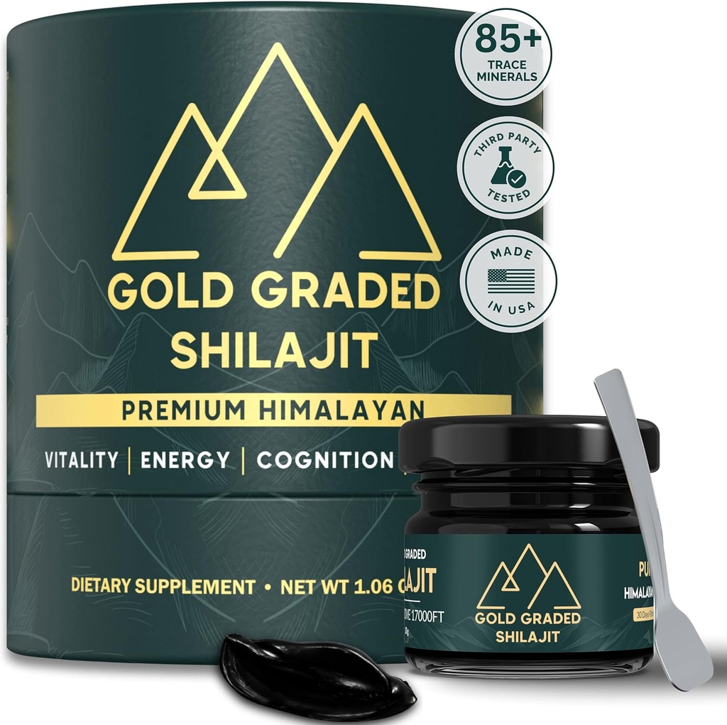 Shilajit Resin Resin 124; 500mg High Potency, Shilajit Pure Himalayan Organic, 85 + Ślad minerałów i kwasu Fulvic 124; Shilajit for Energy & Immune Support Agregates 124; Gold Grade Shilajit, Shilajit for Men & Women
