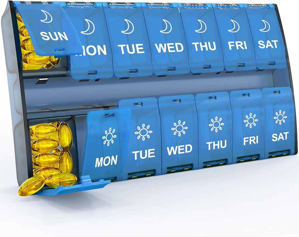 XL Dużego Cotygodniowego Pill Organizator 2 razy dziennie, Witaminy codziennie Witamina Pill Box Holder Am Pm, Big Pill Container 7 dzień, Organizator leków dwa razy dziennie, Organizator medycyny suplementu