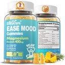 Bez cukru Glucynian magnezu Gummies 400mg z Ashwagandha, B1, B3, Rhodiola Rosea & Saffron dla wsparcia odpoczynku, Nastrojowe i spokojne Gummies magnezowe dla dorosłych, suplement do żucia magnezu, Wegan, 120Ct