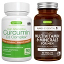 Multivitamin & Minerals dla mężczyzn + Wysoka Absorpcja Kurkumina C3 Complex, Wegan Bundle, Trwała Release Advanced Multivitamin + 300% Większa Absorpcja Kurkuminoidy z szybkiego wchłonięcia, przez Igennus