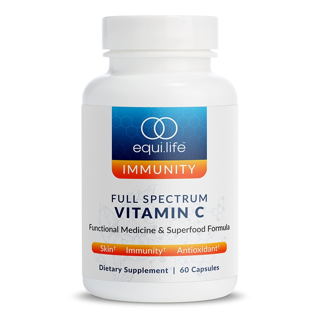 Equilife Full Spectrum witamina C Suplement z Quercetin, Hibiscus i Rutin, Plant Based Antioksydant Formuła, Gluten Free, Soy i Dairy Free, Nie GMO, Łatwy w użyciu, 60 Kapsułki