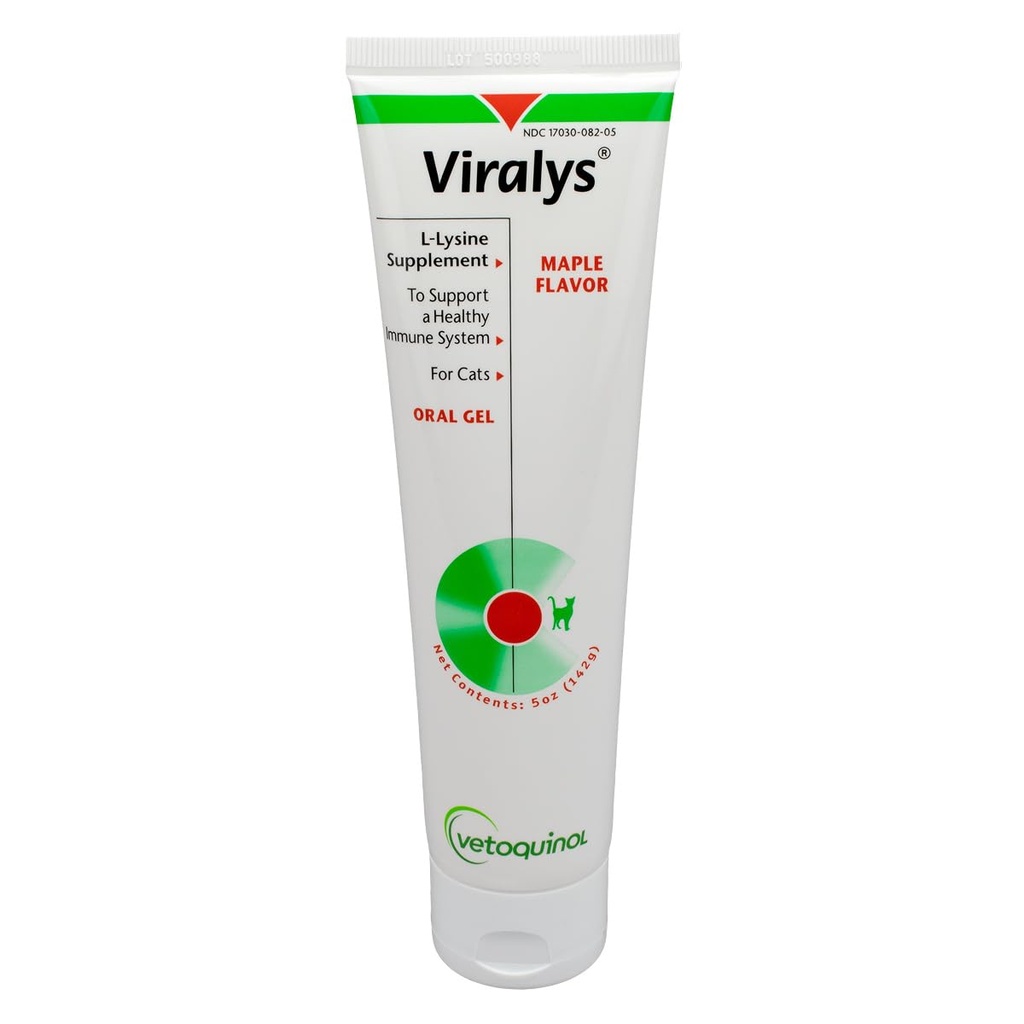 Vetoquinol Viralys Daily L- Lysine żel dla kotów i kociaków, Maple Flavored Lysine Suplement dla kotów i kociaków do wspierania zdrowia immunologicznego, Normalne funkcje oka i układu oddechowego, 5oz
