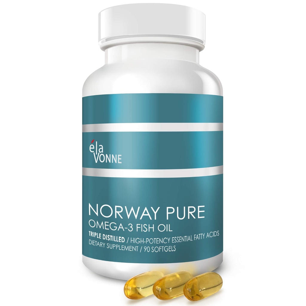 Norwegia Pure Omega-3 Fish Oil Softgels 2,400mg (90ct) - 4X skoncentrowane EPA & DHA, potrójne destylowane, Burless, Wild Caught, Skóra i włosy, Łączniki, Heart Health