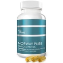 Norwegia Pure Omega-3 Fish Oil Softgels 2,400mg (90ct) - 4X skoncentrowane EPA & DHA, potrójne destylowane, Burless, Wild Caught, Skóra i włosy, Łączniki, Heart Health