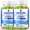 Monowodne Gummie Kreatyny 5000mg Kreatyna dla Kobiet i Mężczyzn 2 opakowania, Monowodny Kreatywny Chew dla Boost Focus, Siła mięśni, 5g Monowodny Kreatywa na Serving, Cukier wolny, Wegan