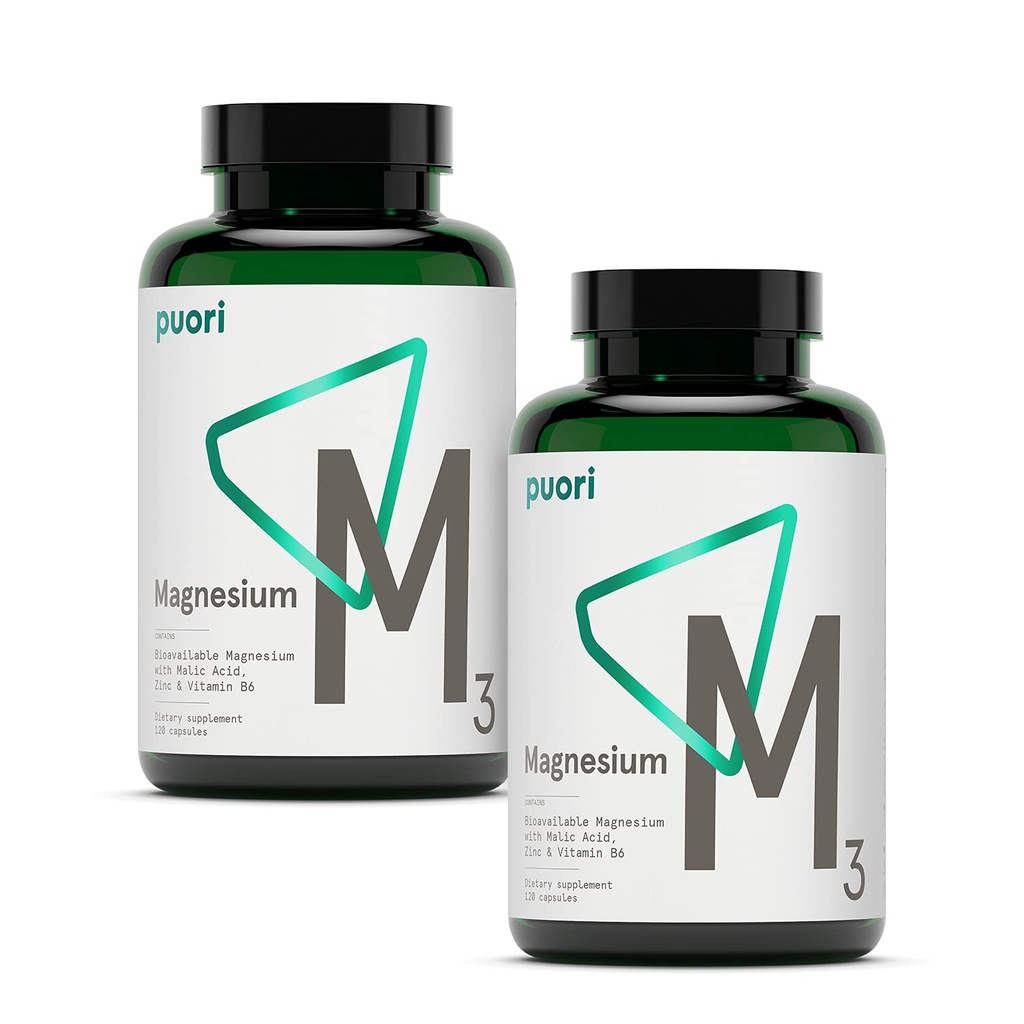 Puori Magnesium Complex Supplement - High Absorption Magnesium Taurinate & Gluconate, Zinc, Vitamin B6 & Malic Acid for Sleep Support, Immune & Bone Health & Muscle Recovery - 240 Vegan Capsules