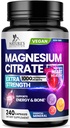 Magnezu Citrate Supplement Pills 1000mg - 3X Siła Magnezu Suplementy dla Kości, Mięśnie, Serce, Nature 's Sleep Support dla mężczyzn i kobiet, Wegan Mag Mineral, Non-GMO, Butelki w USA, 240 Kapsułki
