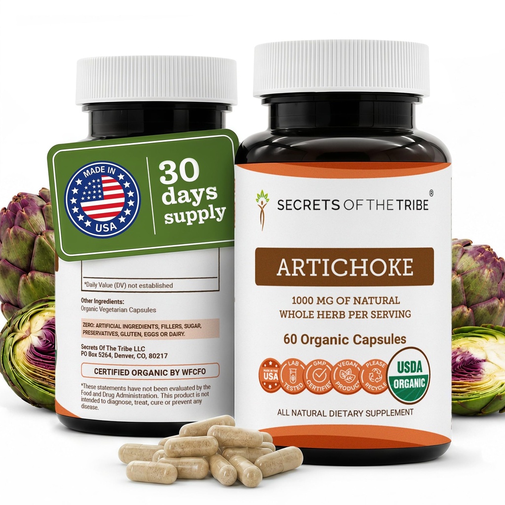 Tajemnice plemienia Karczoch 60 Kapsułki, 1000 mg, Karczoch (Cynara scolymus) Suszony Liść (60 Kapsułki)