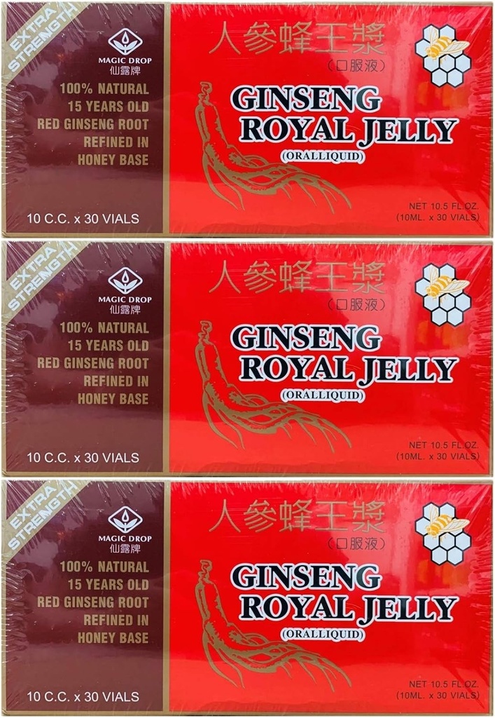 3 Pudełka Magic Drop Ginseng Royal Jelly (30 Fials), Razem 90 Fials