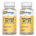 SOLARAY Witamina D3 + K2, D & K Witaminy do absorpcji wapnia i wsparcia dla zdrowego układu sercowo-naczyniowego i artretyzmu, nieGMO i bez soi