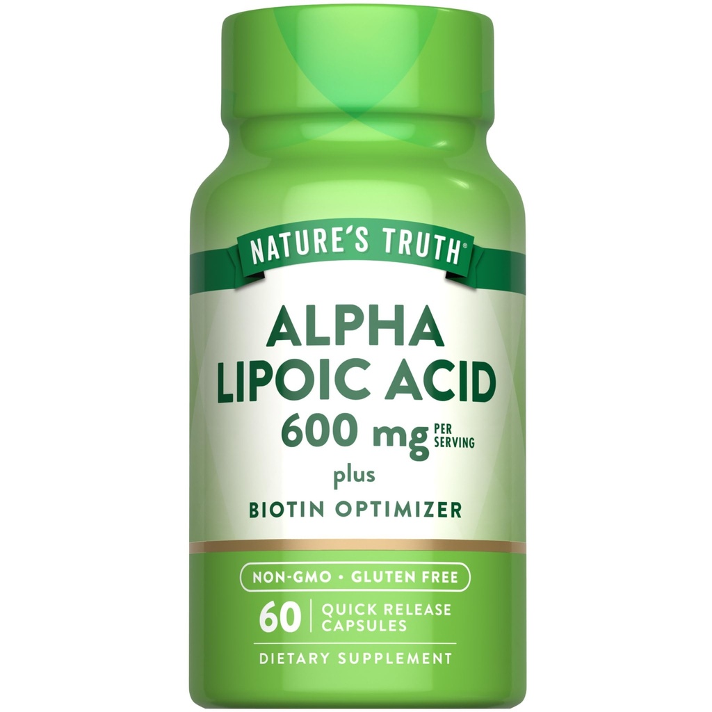 Nature 's Truth Alpha Lipoic Acid 600mg XI124; plus Biotin Optimizer XI124; 60 kapsułki XI124; Non- GMO & Gluten