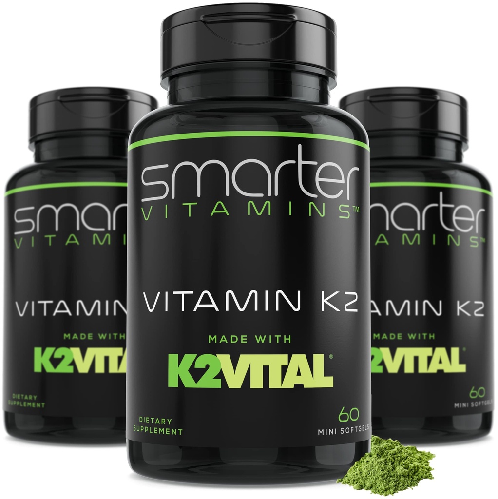 (3 opakowania) Inteligentniejsza witamina K2 MK7 100mcg, Made with K2VITAL and Kale, 180 Liquid Softgels