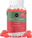 ziemia & elle Vegan Colagen Gummies booster dla kobiet z biotyną i witamin - zwiększa paznokci włosów i zdrowia skóry, Anti-Aging - Pyszny Sugar Free Berry Flavor - Easy to Chew - 60 Count