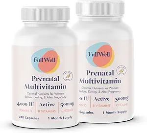 FullWell Witaminy prenatalne Lemon Bethletin 124; cholina, folian, witamina D do wzrostu płodu, rozwój mózgu Bethlein 124; 26 Vital Nutrivents Bethlein124; Dietitian- sformułowane, OBGYN zalecane, nie-GMO, Trzecia strona testowana, 60 Służenie